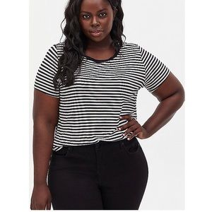{torrid} slim fit crew tee super soft b+w stripe